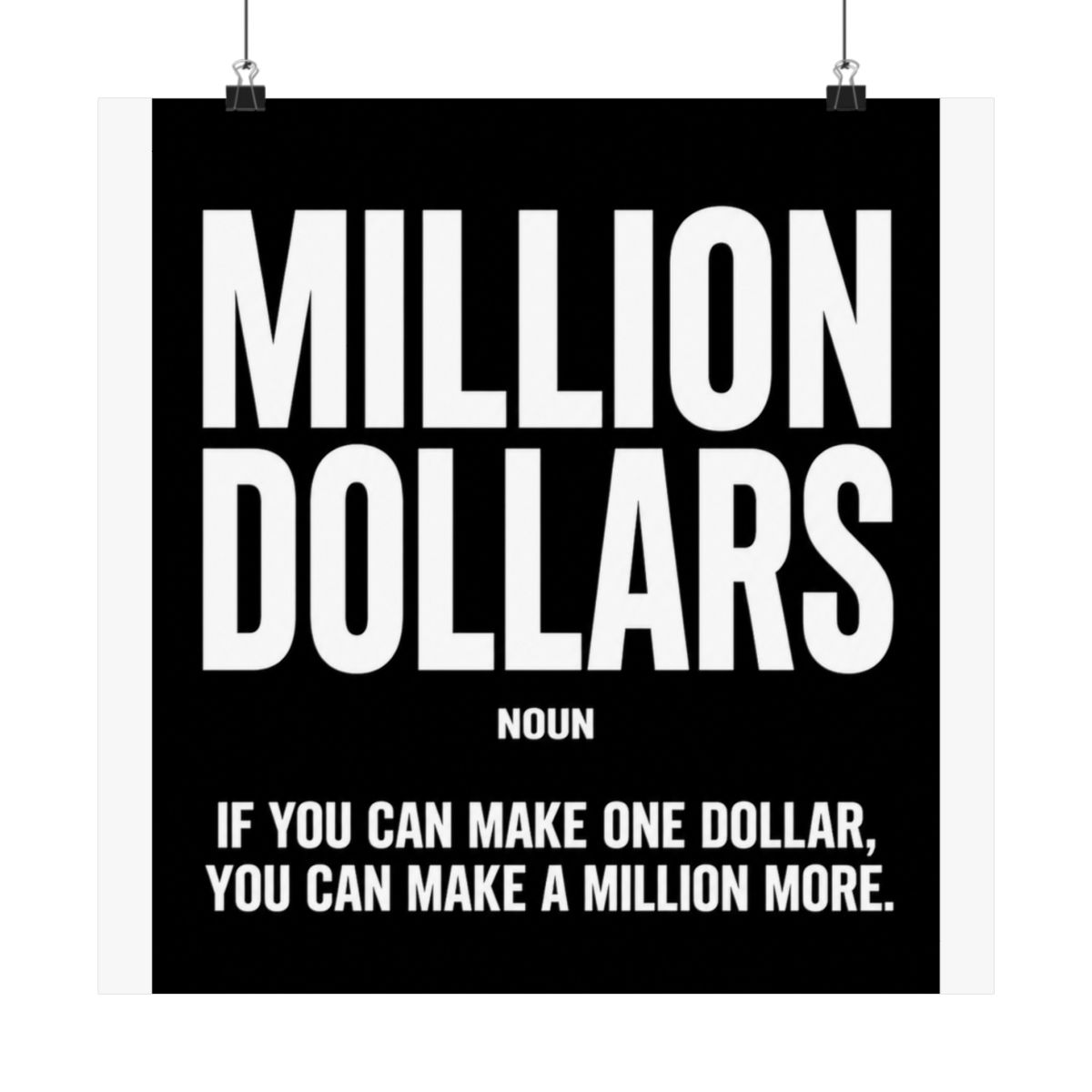 Million Dollars Poster Motivational Definition Posters For Office Wall Art Entrepreneur Prints Millionaire Sign Inspirational Money Wall Art - alternate angle 3, merchandise